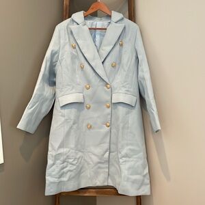 Cute NWOT coat!!!! Baby blue color. Gold buttons.